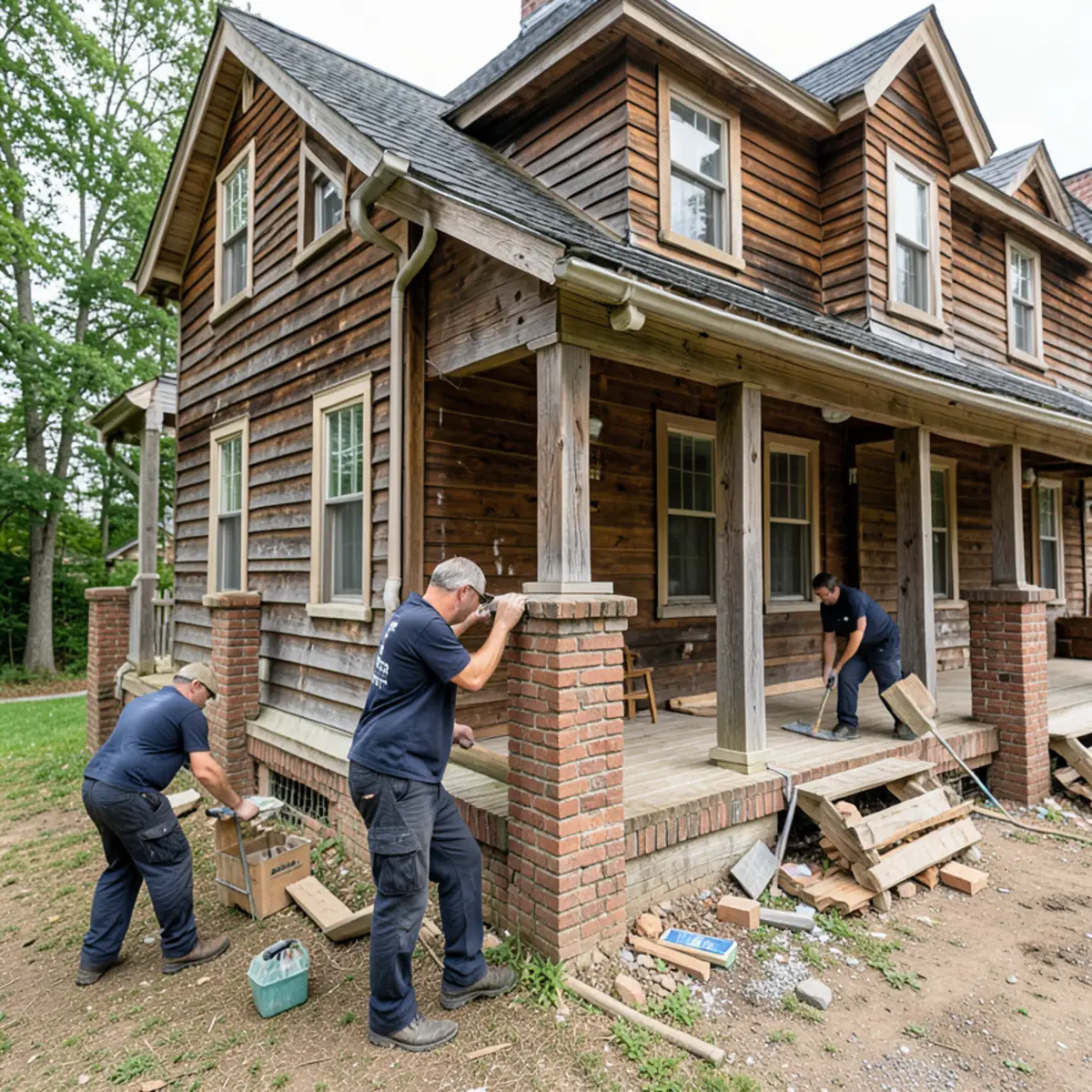 Historic wood-framed historic home supported by brick piers in Covington Newton County